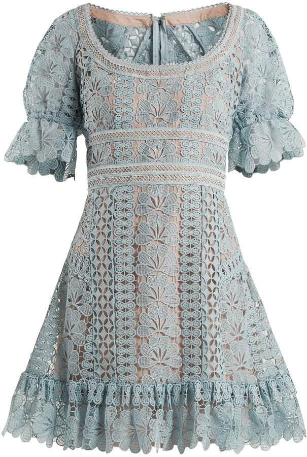 Self-Portrait Floral-Lace Mini-Dress