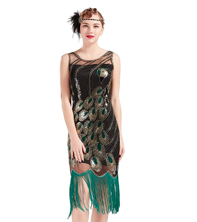 peacock 1920s dress