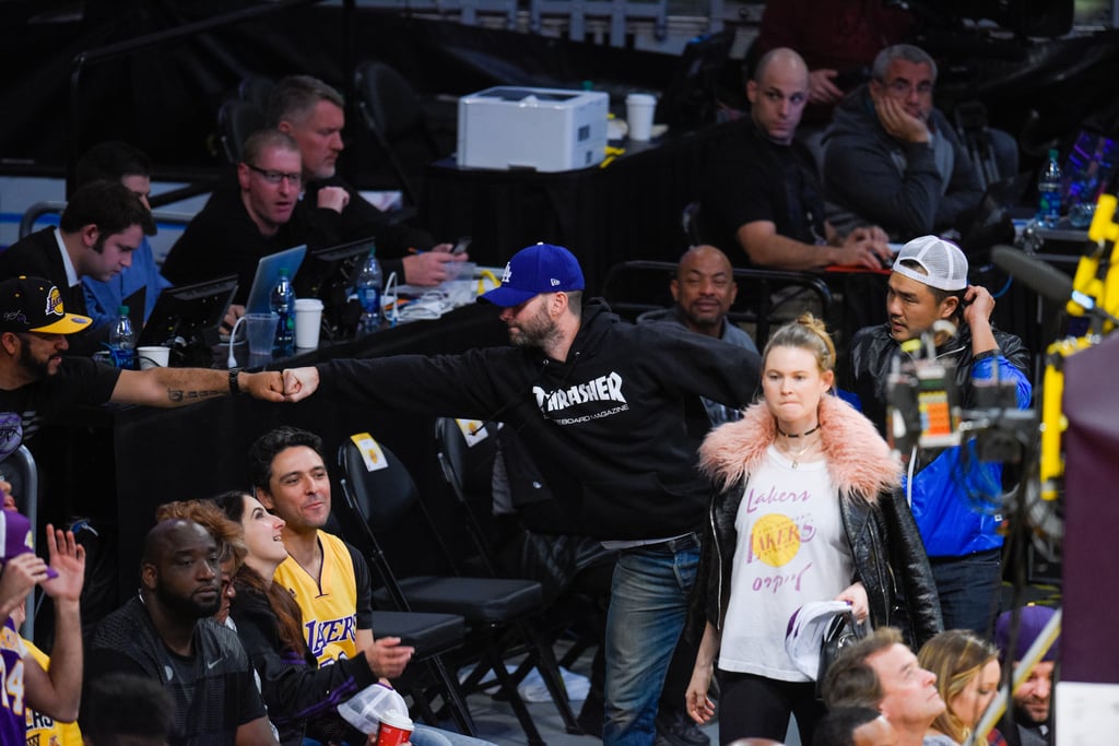 Adam Levine and Behati Prinsloo at Lakers Game November 2016
