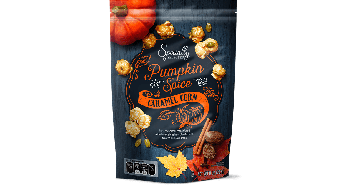 Specially Selected Pumpkin Spice Caramel Corn Aldi Pumpkin Food 2017