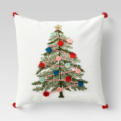Target Holiday Embroidered Christmas Tree Square Throw Pillow