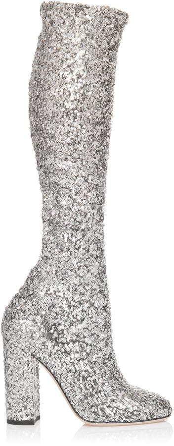 Dolce & Gabbana Silver Sequin Boot