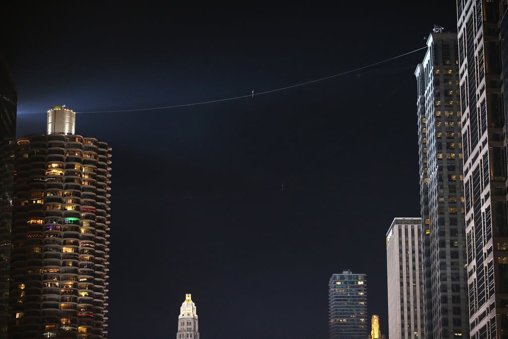 Tightrope walker Nik Wallenda walked a tightrope between two Chicago buildings.