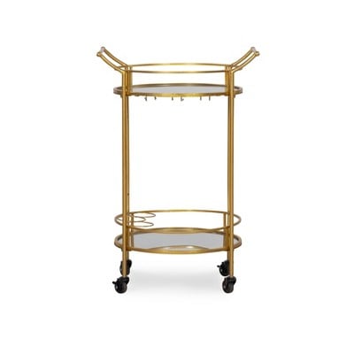 Linon Round Metal Bar Cart (Gold)