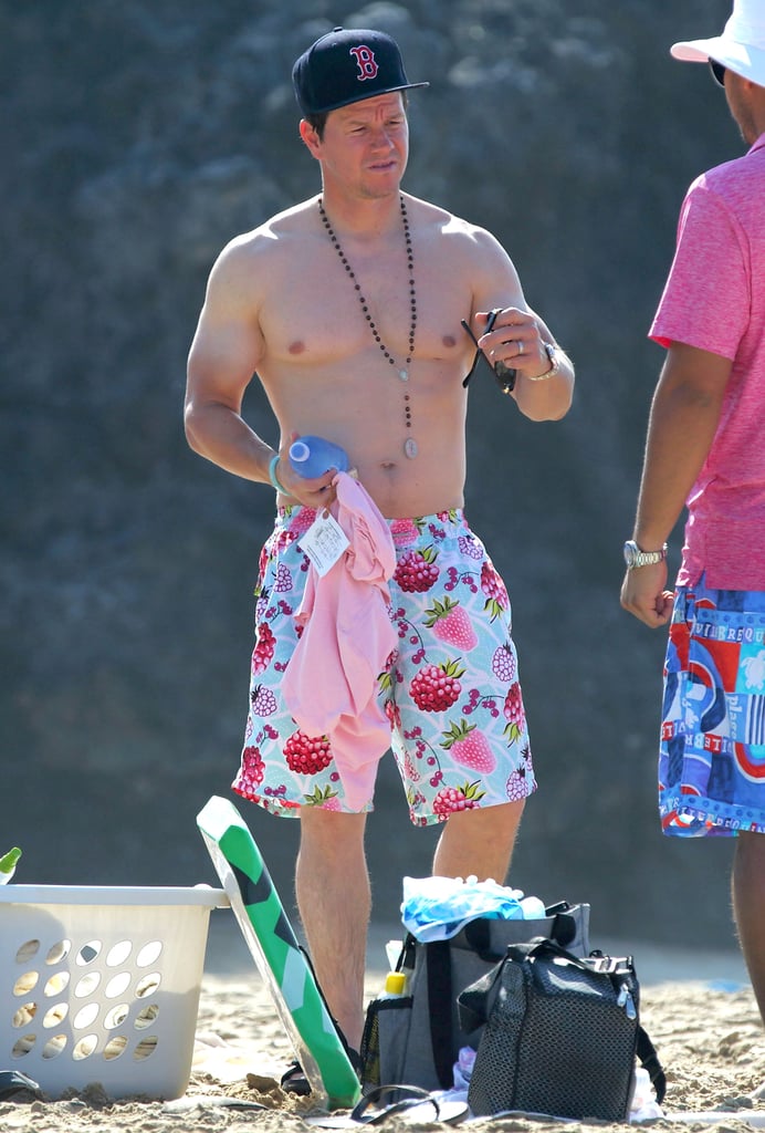 Mark Wahlberg With a Farmer's Tan on the Beach December 2015