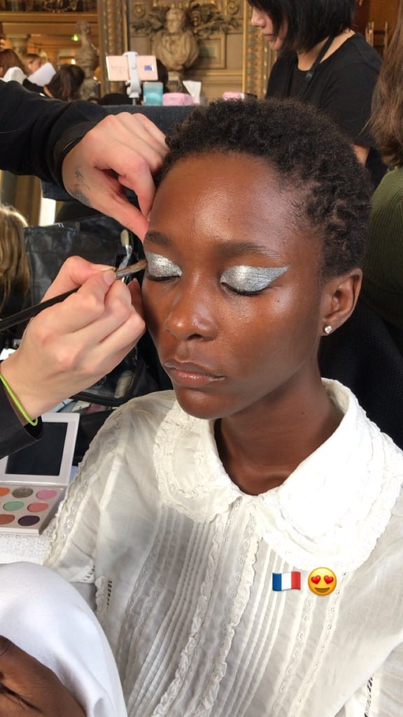 A Model Backstage at Balmain's Spring 2020 Show