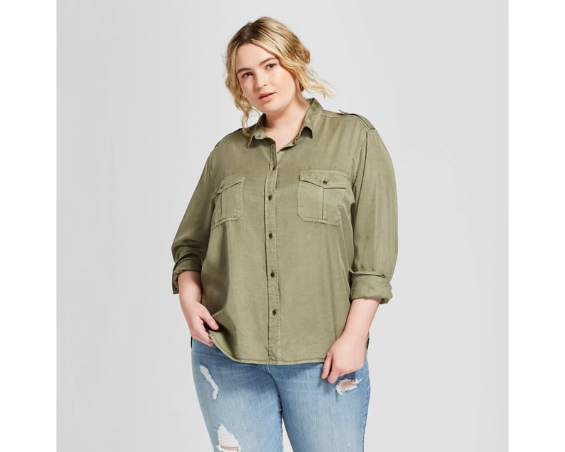 Women's Plus Size Long Sleeve Soft Twill Shirt