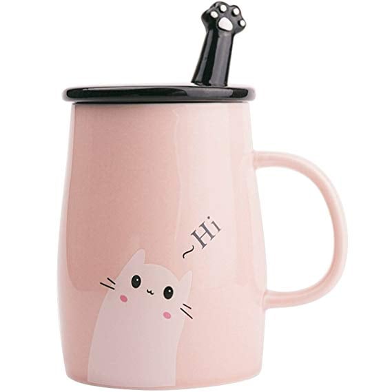 Angelice Home Cute Bear Mug Funny Ceramic Coffee Mug with Stainless Steel Spoon for Bear Lovers Coffee Lovers