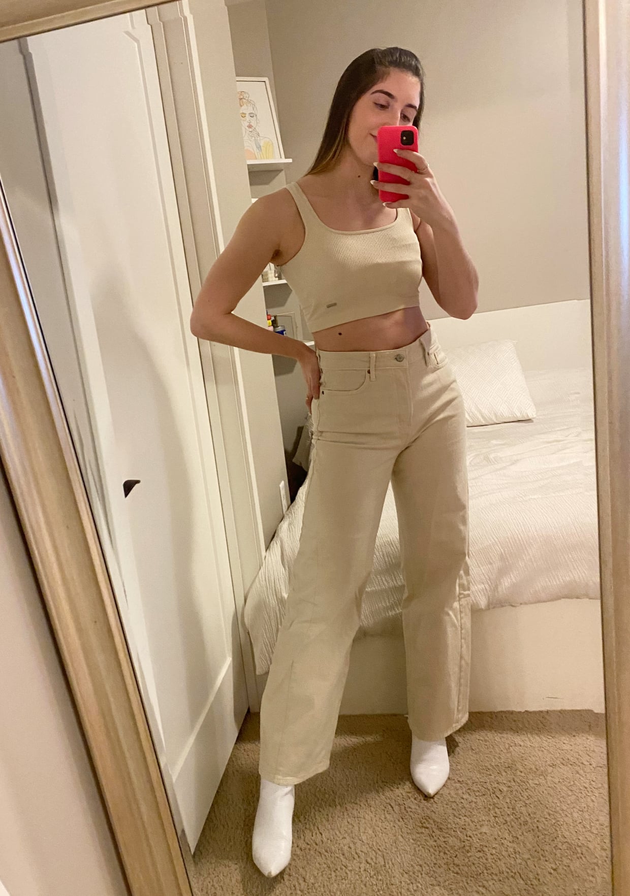 Extra High-Waisted Ecru Wide-Leg Jeans, Editor Review