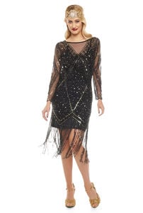 Art Deco Hand Embellished Fringe Dress