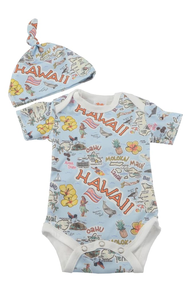 Fish Kiss State Map Print Organic Cotton Bodysuit & Hat