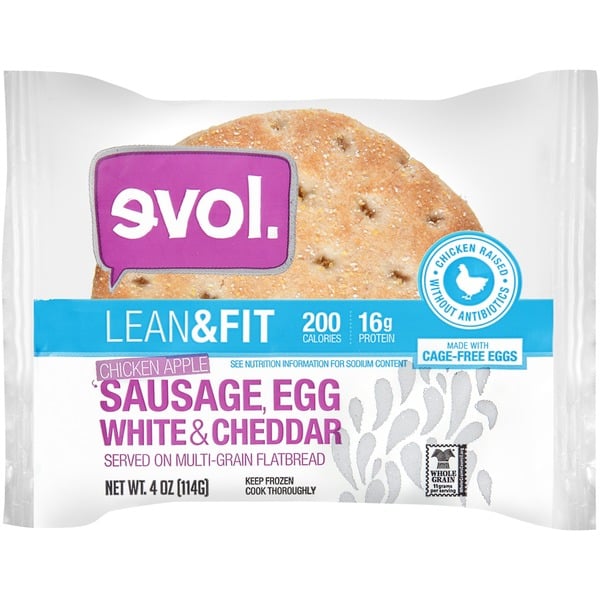 Evol Sausage, Egg White & Cheddar Flatbread Healthy Frozen Food at