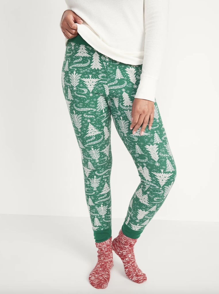 Christmas Tree Matching Printed Thermal-Knit Pajama Leggings