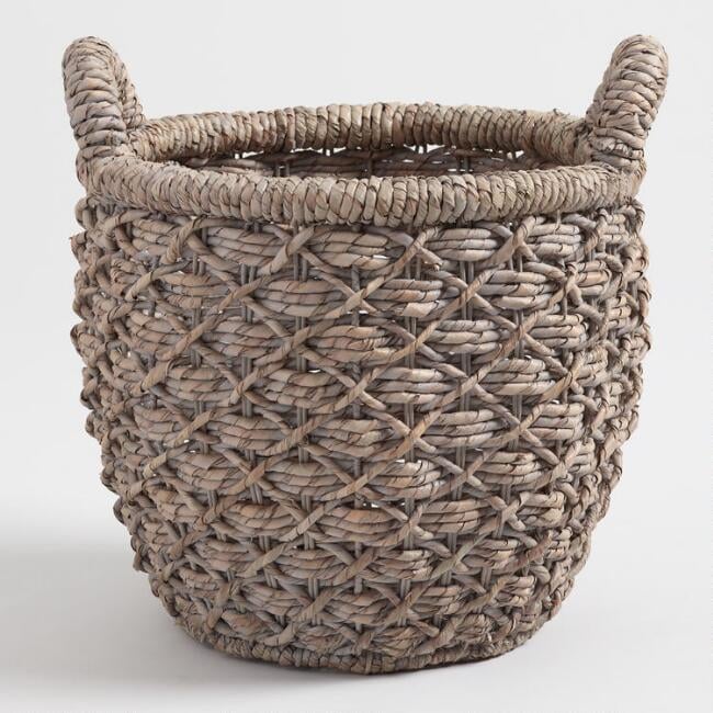 Small Gray Hyacinth Evelyn Tote Basket