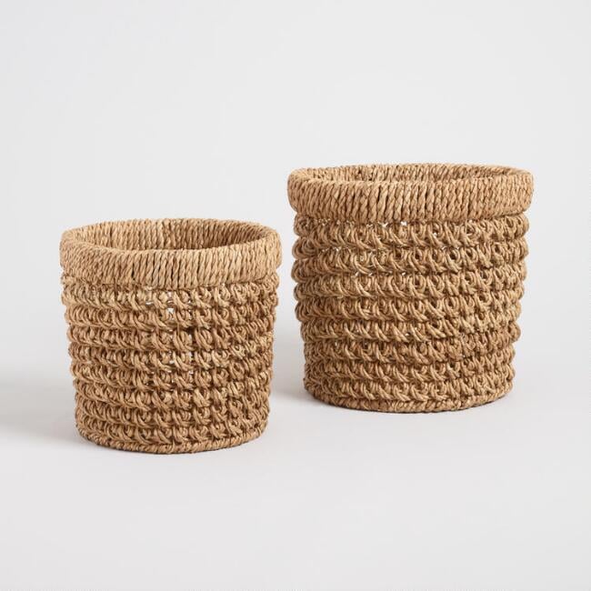 Natural Hyacinth Curled Weave Harlow Baskets