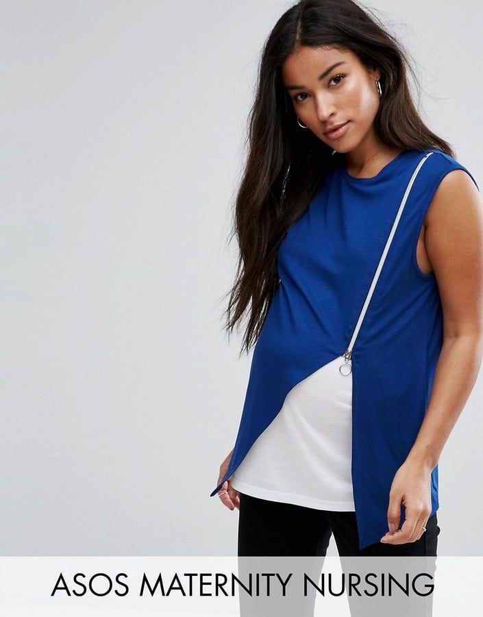 ASOS Maternity NURSING Wrap Over Sweater in Textured Stripe