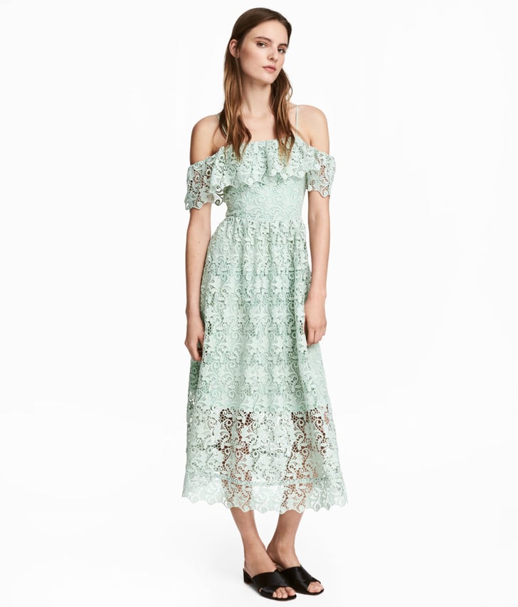 Look ethereal in a mint green H&M Off-the-Shoulder Lace ...