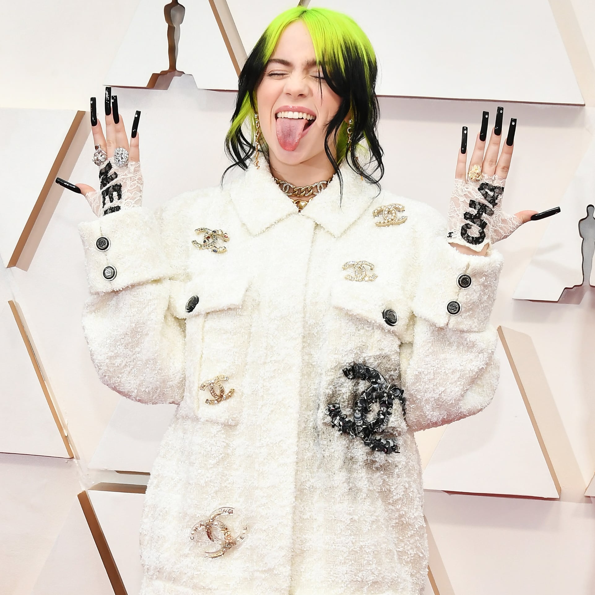 Billie Eilish's White Chanel Tweed Suit at the 2020 Oscars | POPSUGAR  Fashion