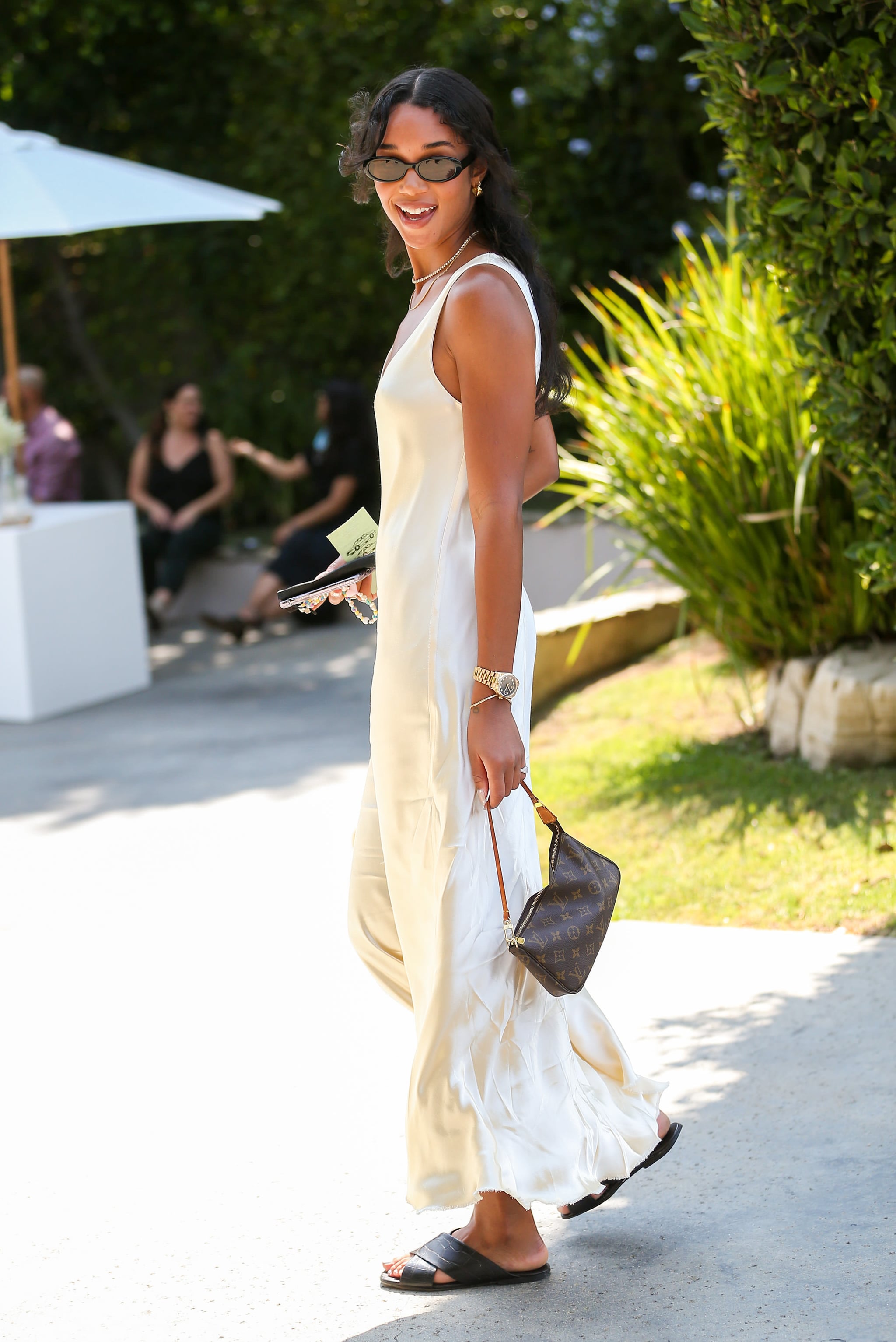 LOS ANGELES, CA - AUGUST 15: Laura Harrier is seen on August 15, 2021 in Los Angeles, California.  (Photo by Bellocqimages/Bauer-Griffin/GC Images)