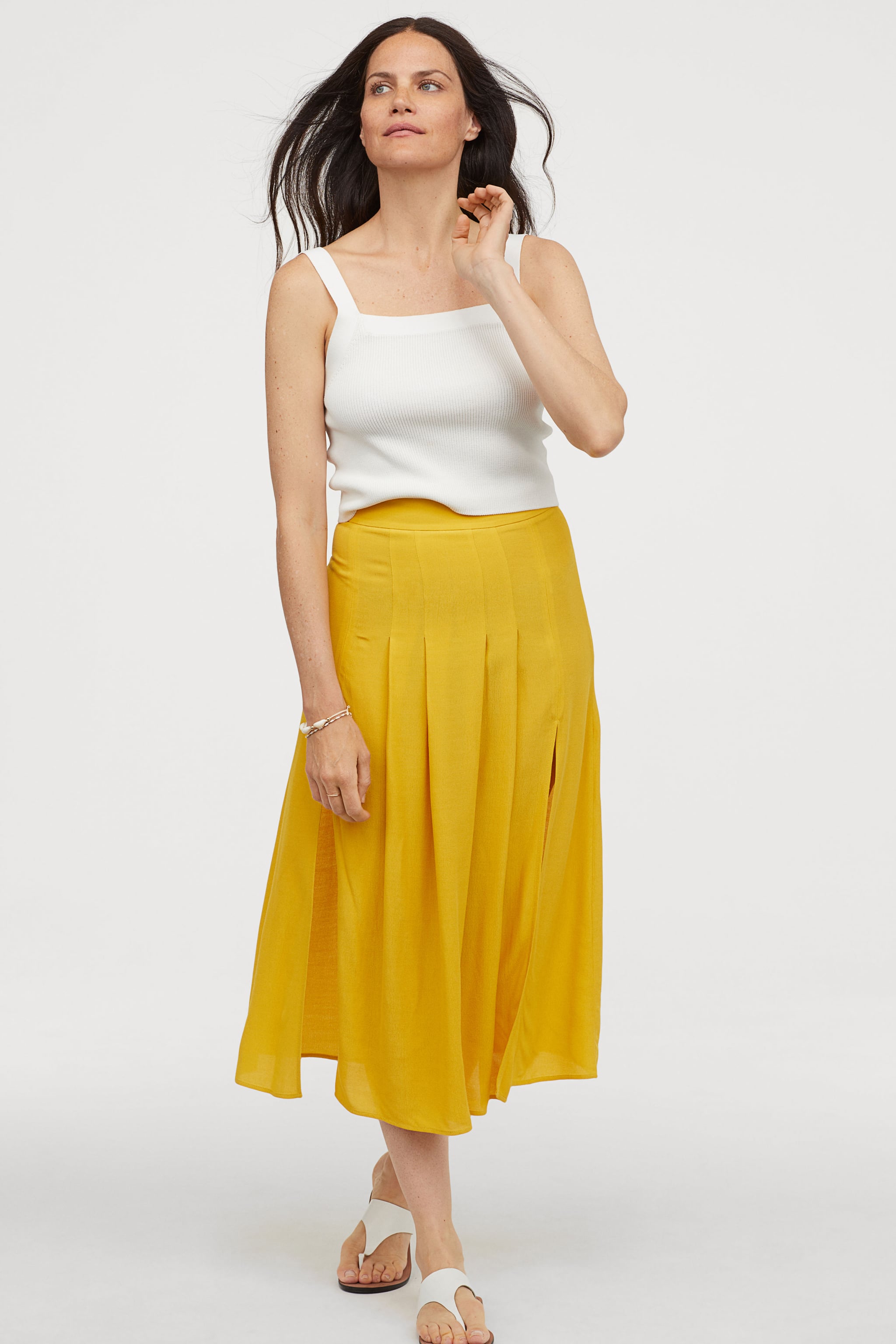 H&m mustard cheap skirt