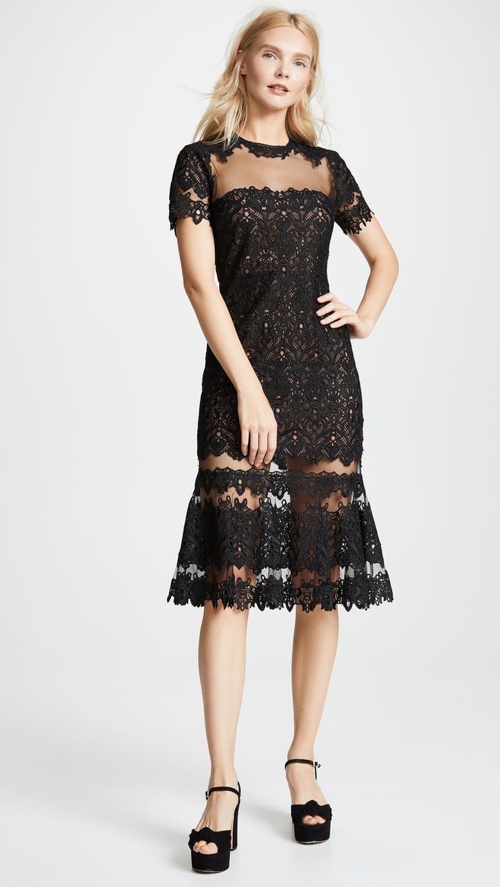 Jonathan Simkhai Guipure Lace Sheer Ruffle Dress | Ashley Graham Black ...