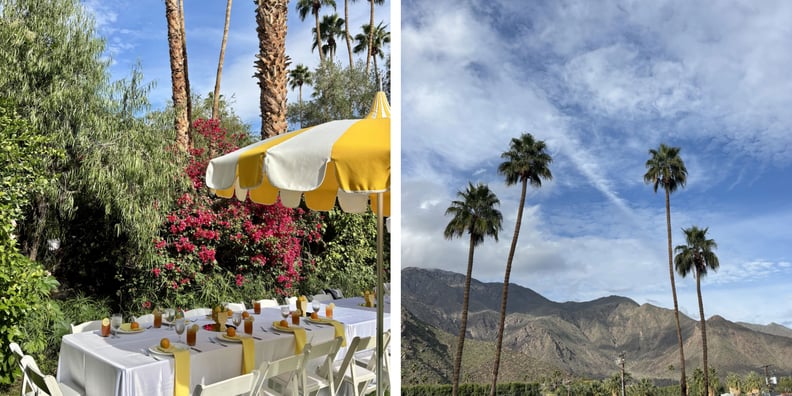 Side-by-side photos show Parker Palm Springs and the San Jacinto Mountains