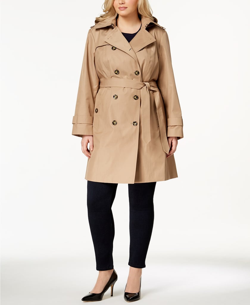 London Fog Hooded Double-Breasted Trench Coat | Trench Coat Outfit ...