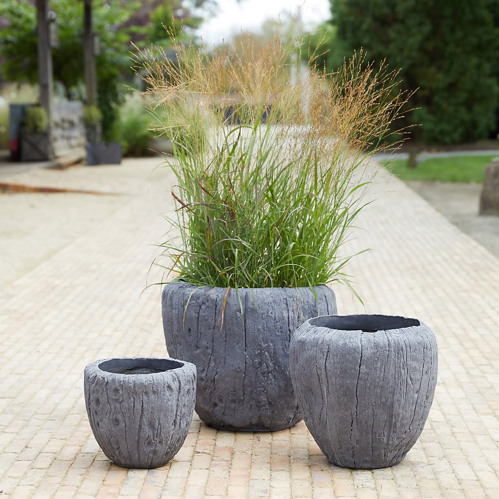 Fibre Concrete Wood Grain Pot