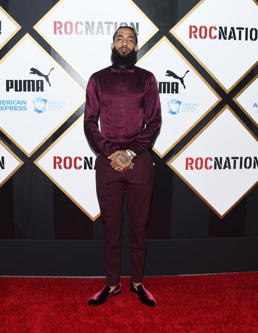 LOS ANGELES, CALIFORNIA - FEBRUARY 09: Nipsey Hussle arrives at the 2019 Roc Nation THE BRUNCH on February 09, 2019 in Los Angeles, California. (Photo by Amanda Edwards/Getty Images)
