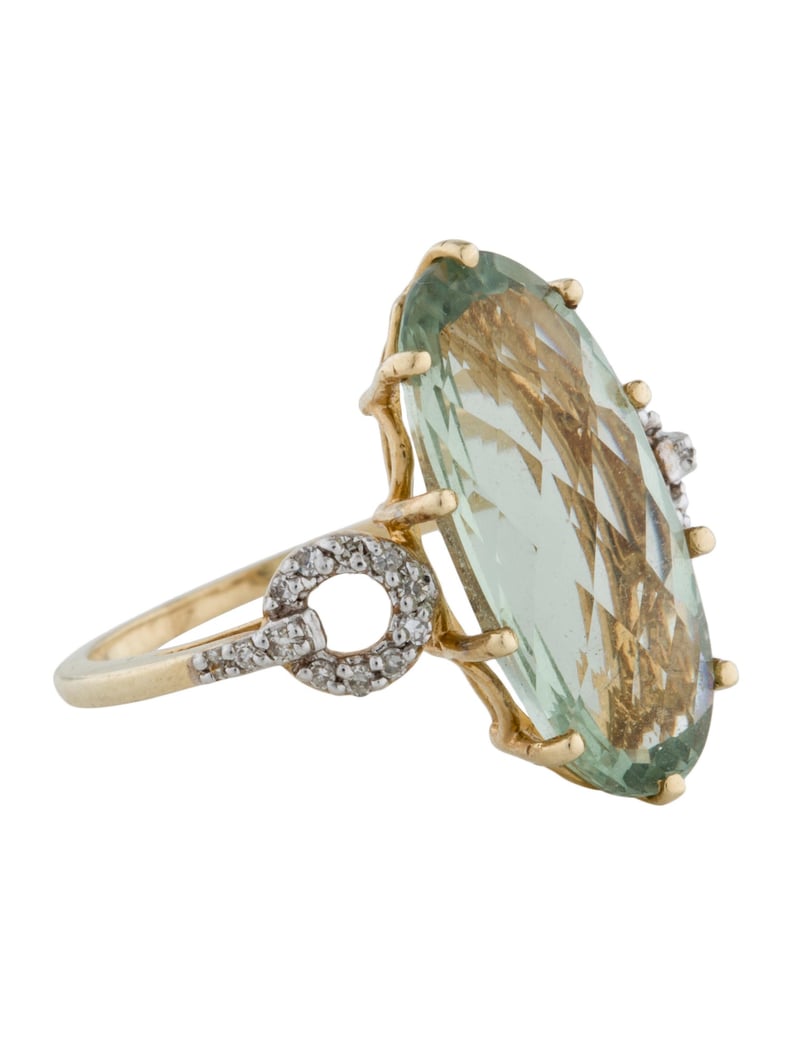 14K Diamond & Prasiolite Cocktail Ring