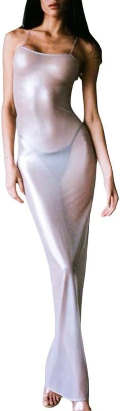 Juakoso Store Sexy See Through Sheer Mesh Maxi Dress