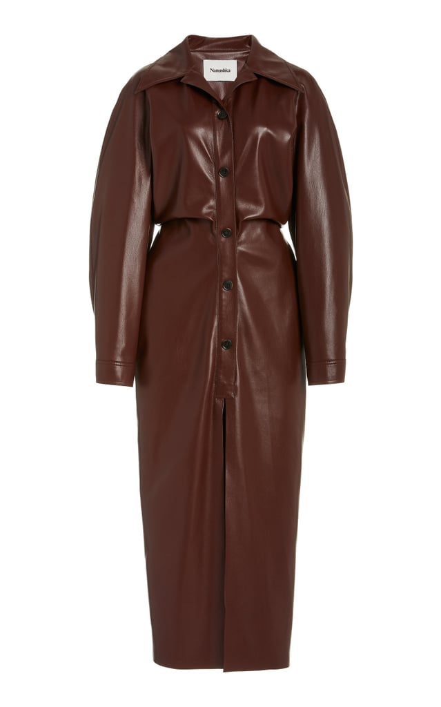 Nanushka Sami Vegan-Leather Shirt Dress