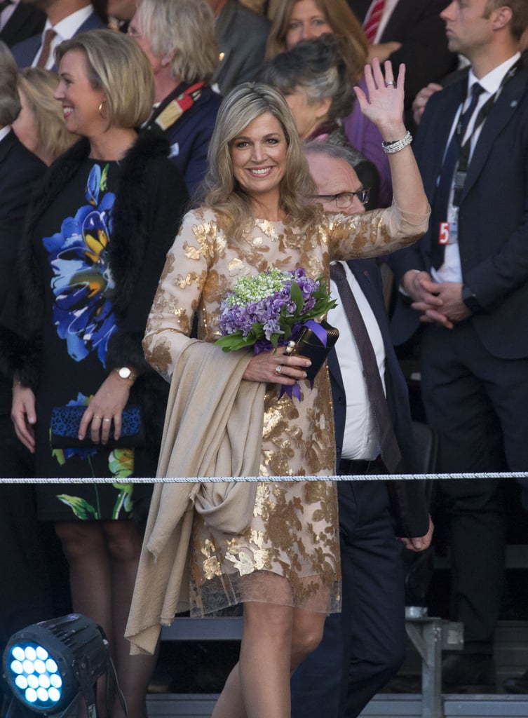 Queen Maxima Gold Natan Dress at Liberation Day Concert 2016