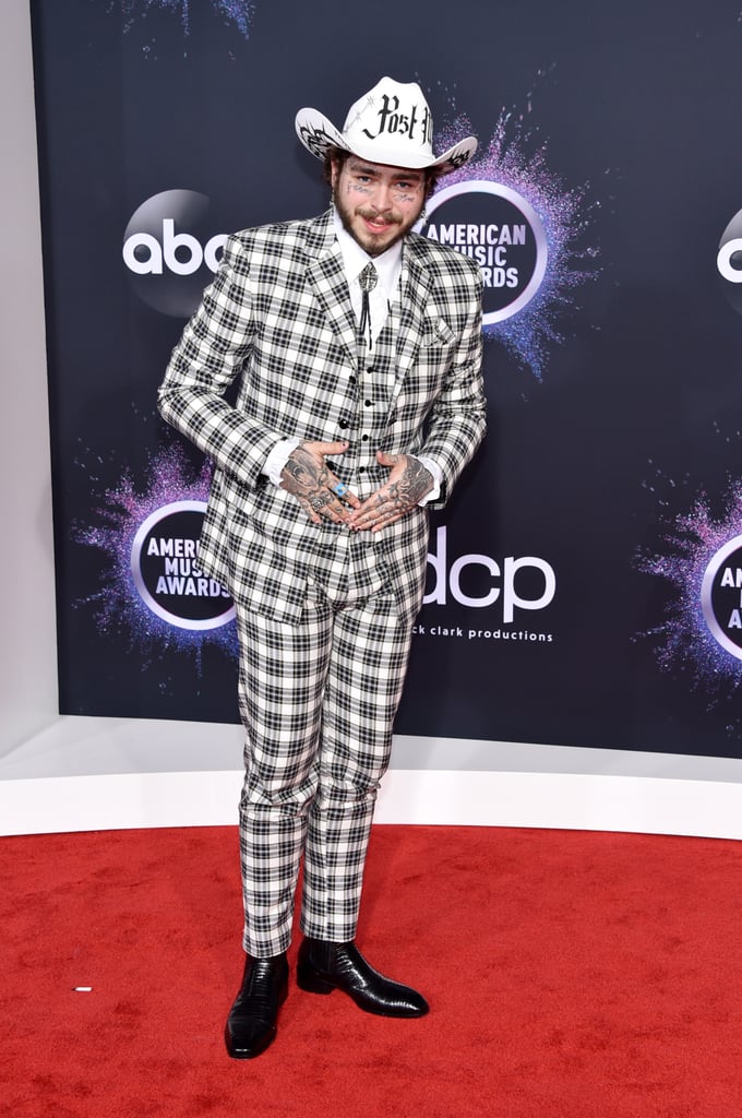 Post Malone's Checkered Black-and-White Suit at the AMAs