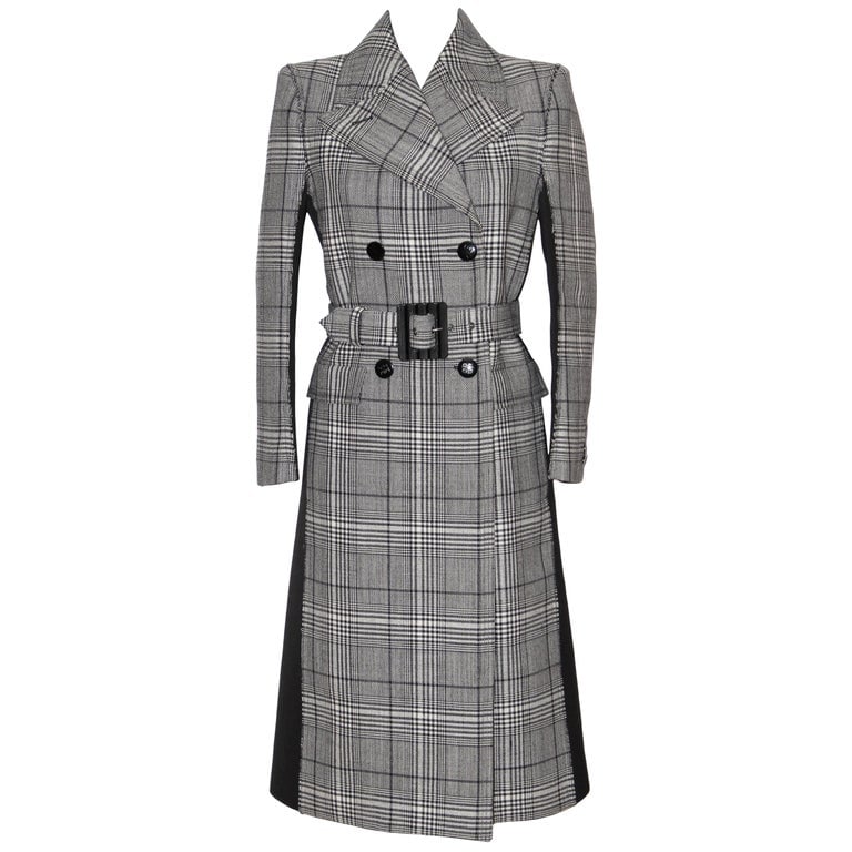 Givenchy Double-Breasted Black and White Prince of Wales Wool Coat