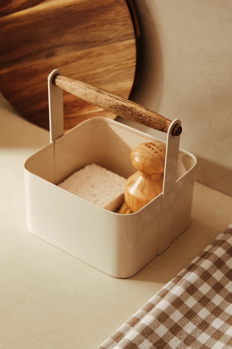 A Useful Storage Solution: Zara Metal Basket With Wooden Handle