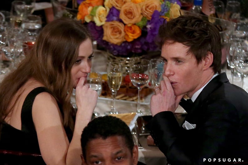 Eddie Redmayne and his pregnant wife, Hannah Bagshawe, had a matching nail-biting moment.