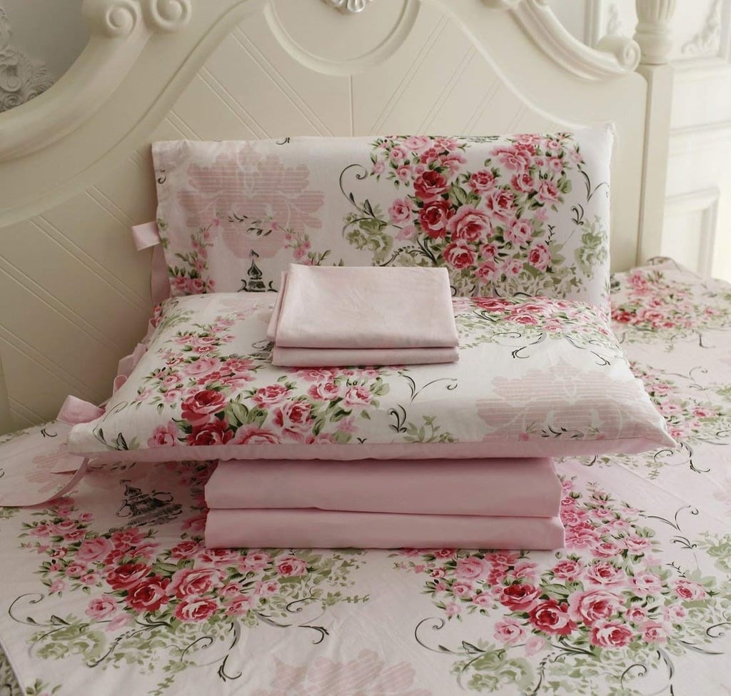 Fadfay Rose Floral 4 Piece Bed Sheet Set