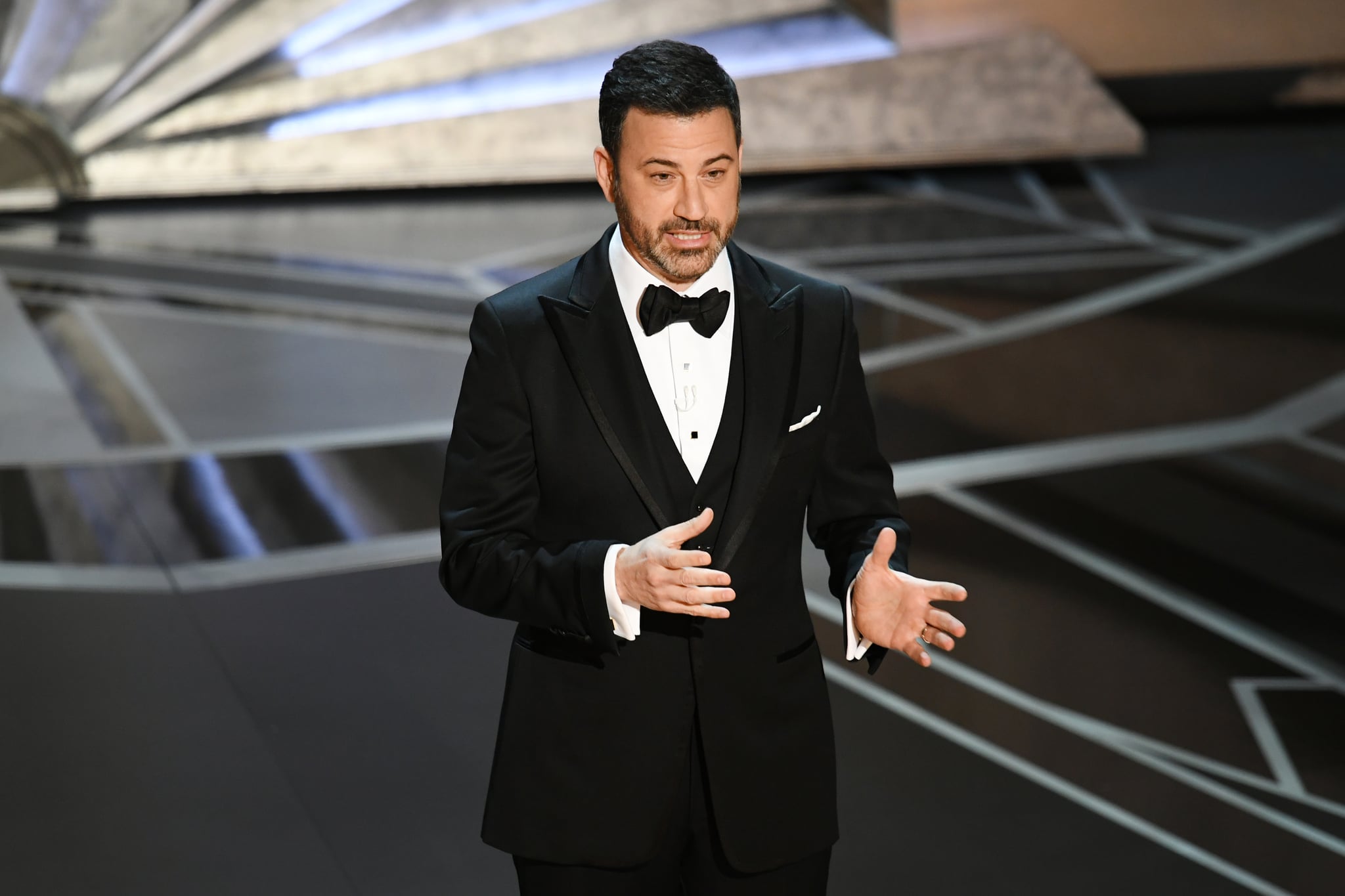HOLLYWOOD, CA - MARCH 04:  Host Jimmy Kimmel speaks onstage during the 90th Annual Academy Awards at the Dolby Theatre at Hollywood & Highland centre on March 4, 2018 in Hollywood, California.  (Photo by Kevin Winter/Getty Images)