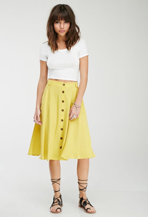 button down skirt yellow