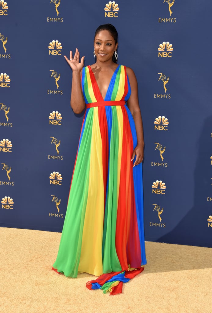 Tiffany Haddish Rainbow Dress by Prabal Gurung at 2018 Emmys