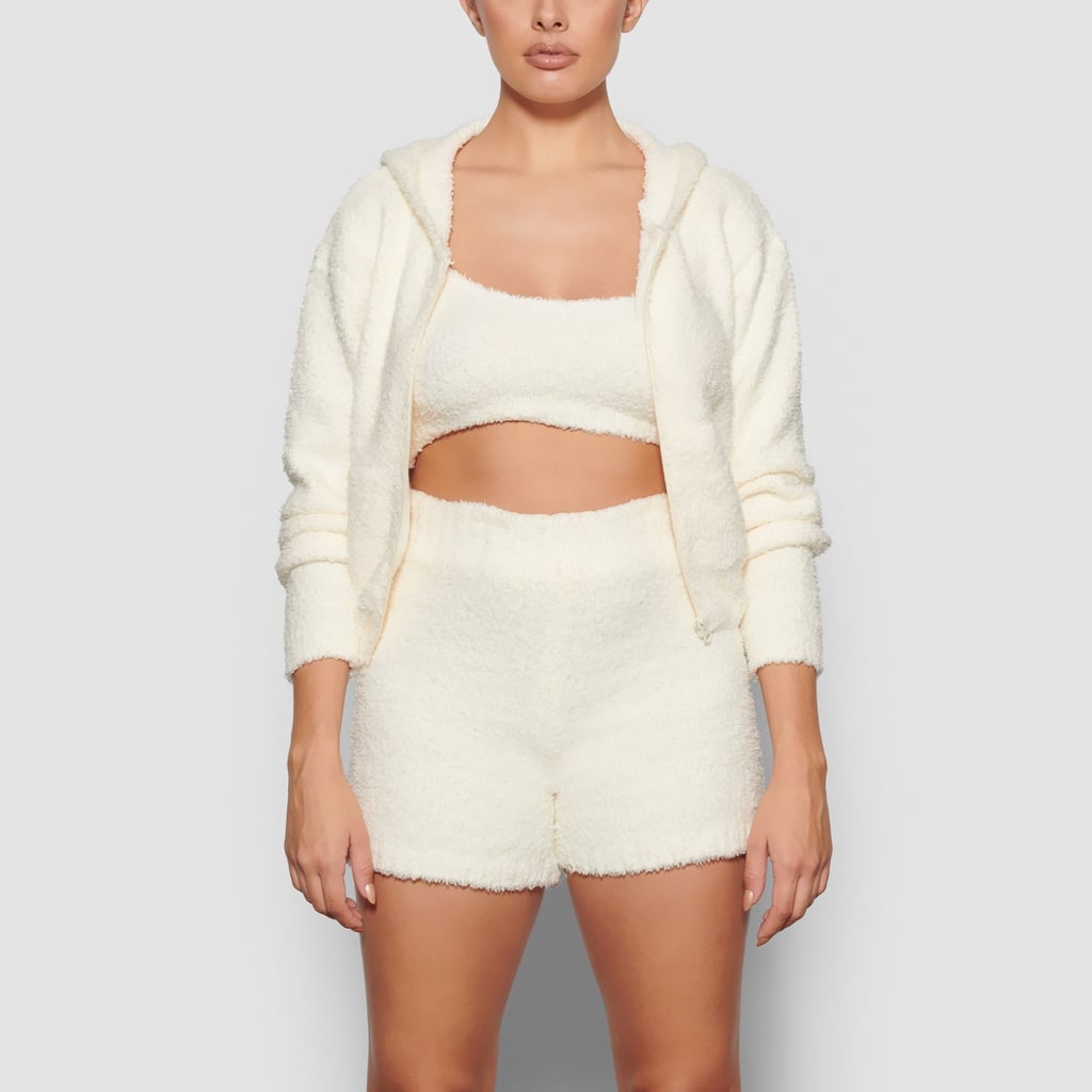 SKIMS Off-White Cozy Knit Zip-Up Hoodie SKIMS