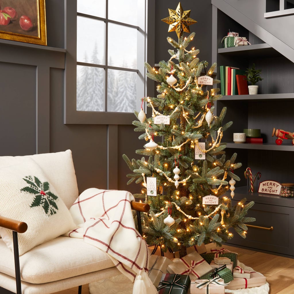 A Faux Christmas Tree: Hearth & Hand with Magnolia Pre-Lit Artificial Pine Christmas Tree