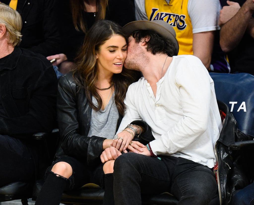 Ian Somerhalder and Nikki Reed Kissing at Lakers Game