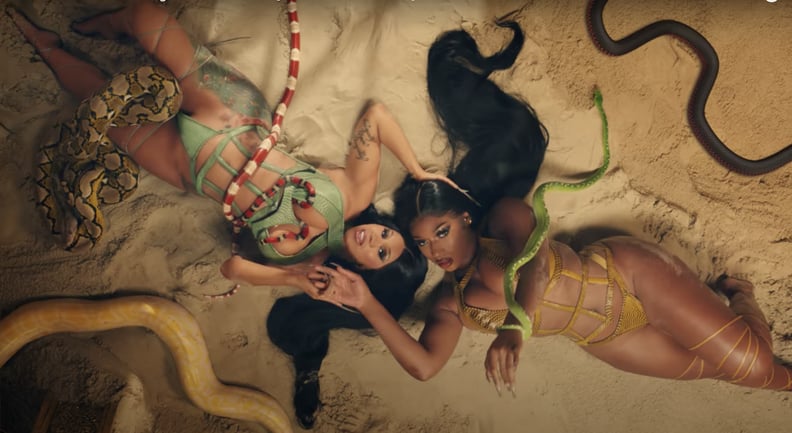 Cardi B and Megan Thee Stallion's Snake-Print Looks in the "WAP" Music Video