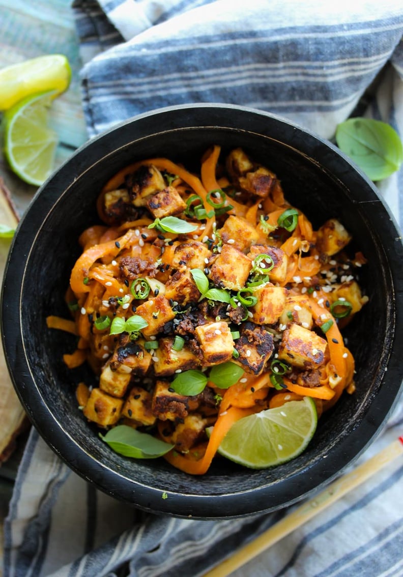 Sesame Cashew Tofu With Sweet Potato Noodles