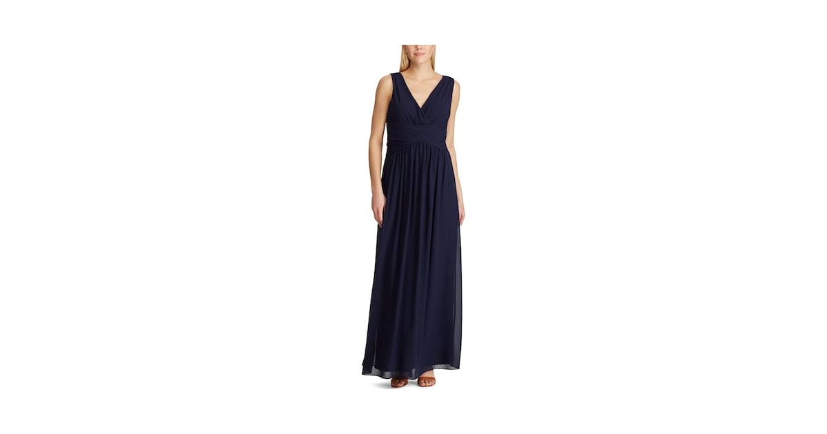 Chaps Sleeveless Maxi Gown | Camila Mendes's Navy Blue ...