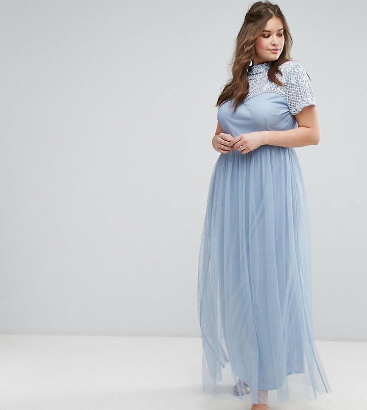 Maya Plus Embellished Yoke Maxi Dress With Cap Sleeve