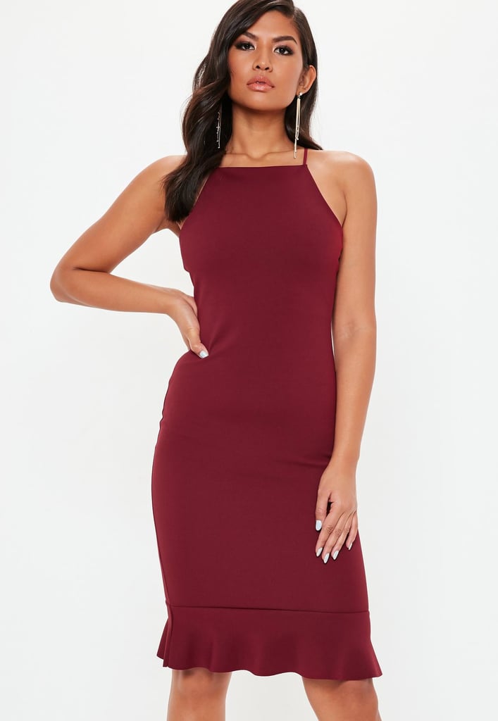 Missguided Scuba Square Neck Frill Dress