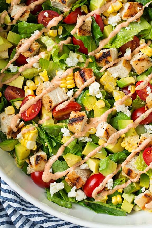 Avocado and Grilled Chicken Chopped Salad With Skinny Chipotle-Lime Ranch